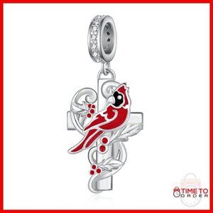 Sterling Silver Cardinal Charm 17x11mm for Bracelets Gifts